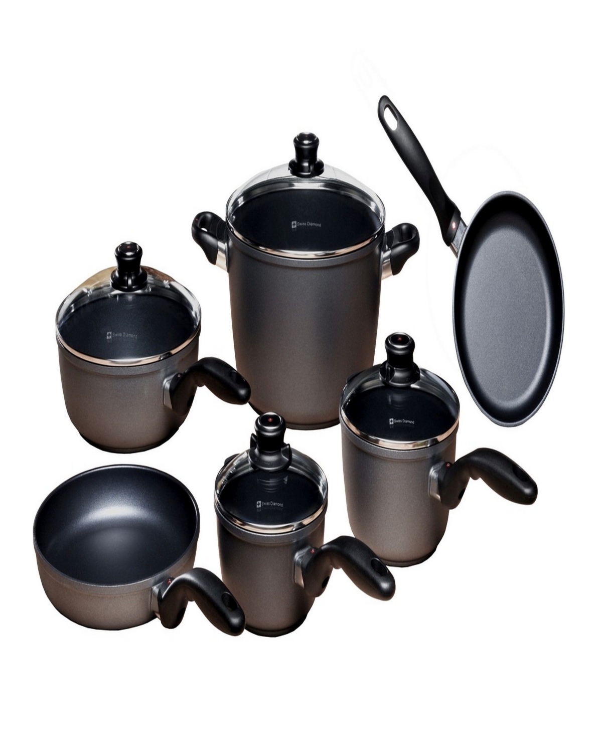 Swiss Diamond XD Induction 6 Piece Set: Fry Pan, Sauce Pan & Soup Pot