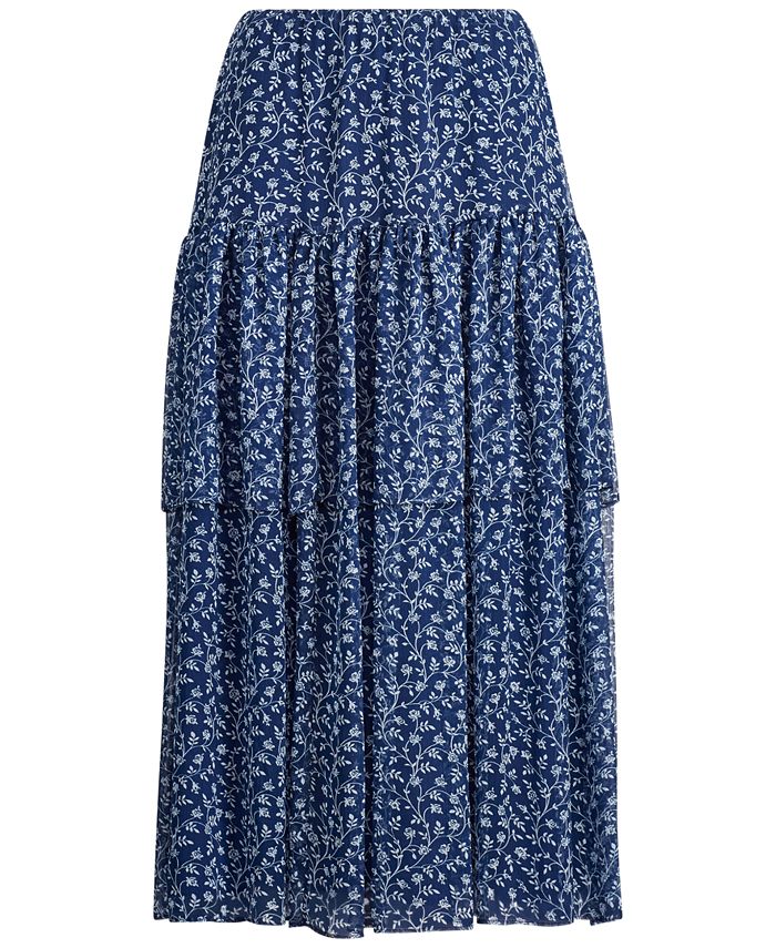 Lauren Ralph Lauren Floral-Print Georgette Skirt - Macy's