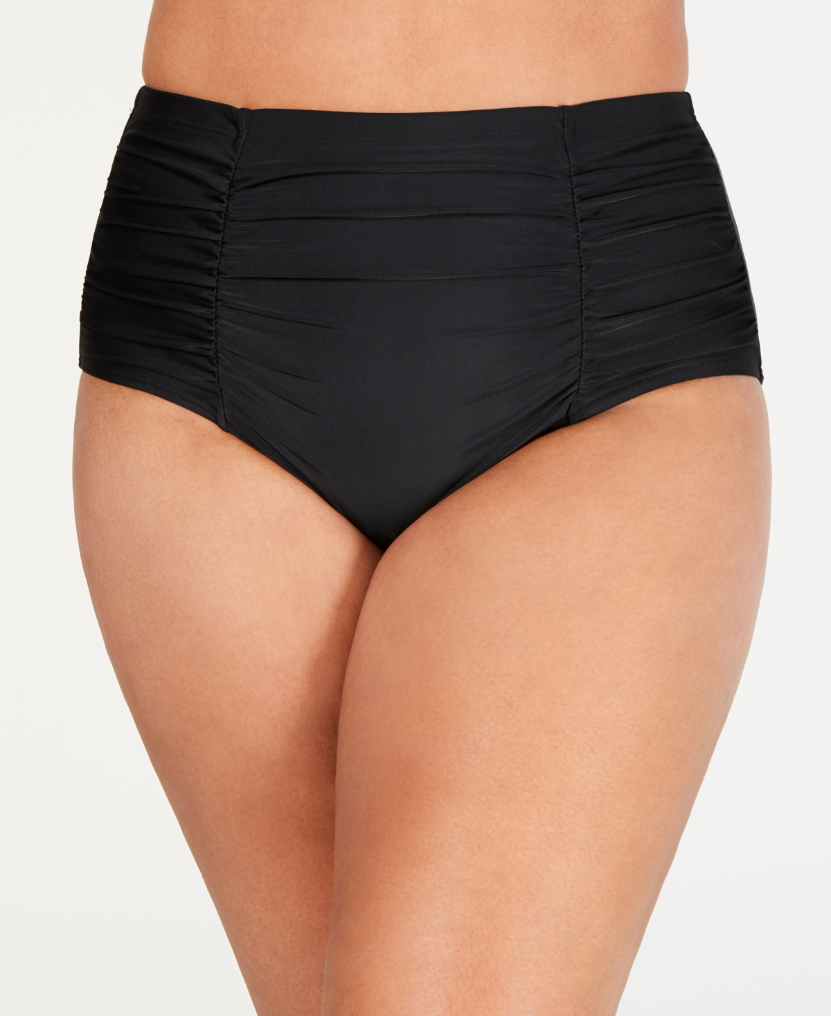 Plus Size High-Waist Bikini Bottoms, Created for Macy's - Black