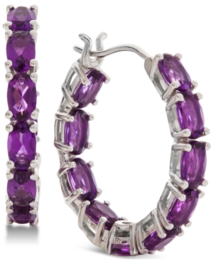 image of Amethyst (1/3 ct. t.w.) Hoop Earrings in Sterling Silver