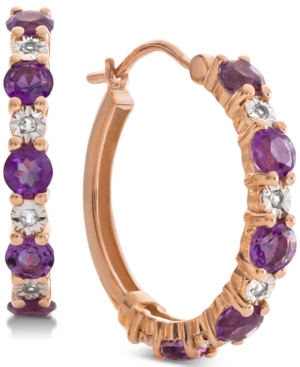 image of Blue Topaz (9/10 ct. t.w.) & Diamond Accent Hoop Earrings in 14k Rose Gold (Also Available in Amethyst & Garnet)