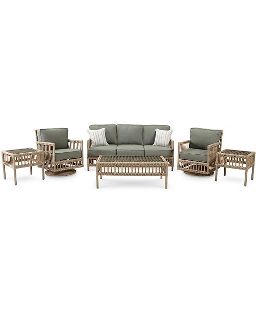 Furniture Lavena Outdoor 6 Pc Seating Set 1 Sofa 2 Swivel
