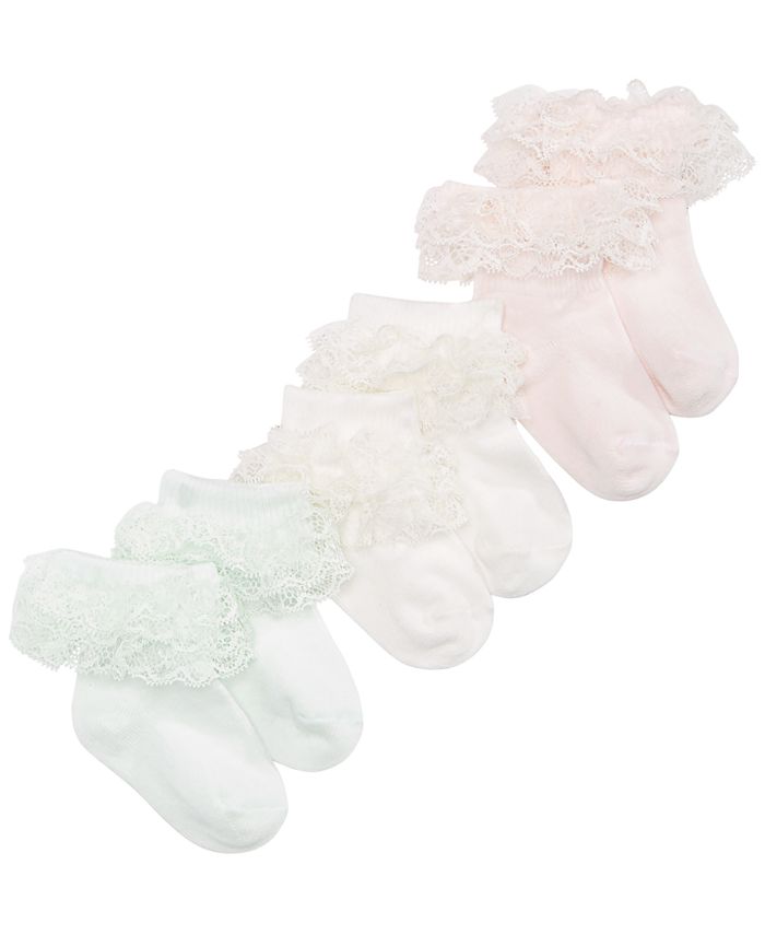 First Impressions Baby Girls 3Pack Lace Anklet Socks, Created for Macy