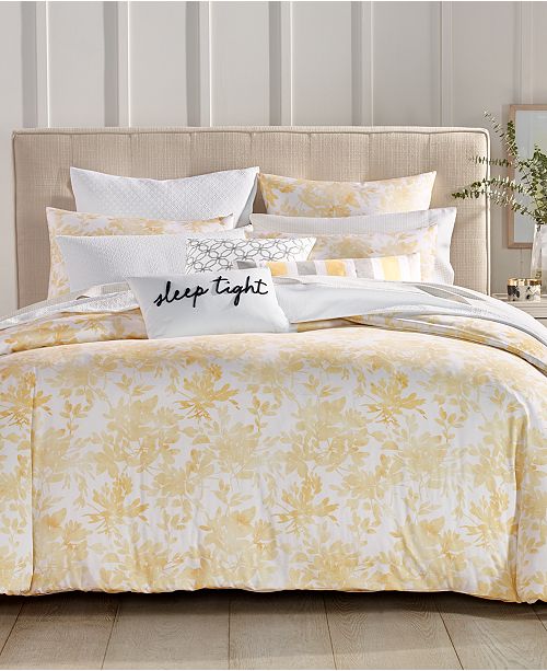 Charter Club Watercolor Leaf Cotton 300 Thread Count 2 Pc Twin