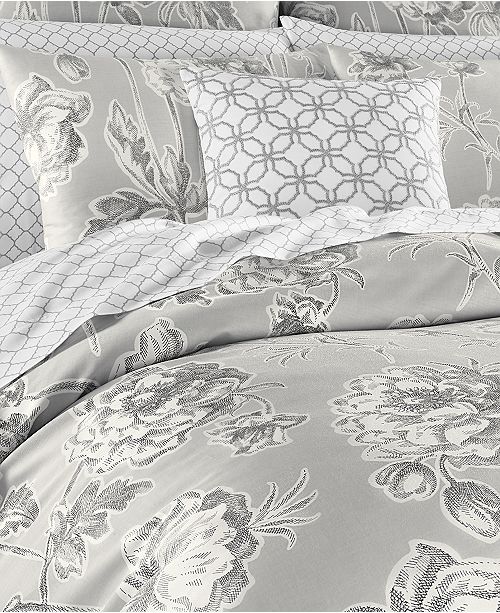 Charter Club Engraved Flower Cotton 300 Thread Count 2 Pc Twin