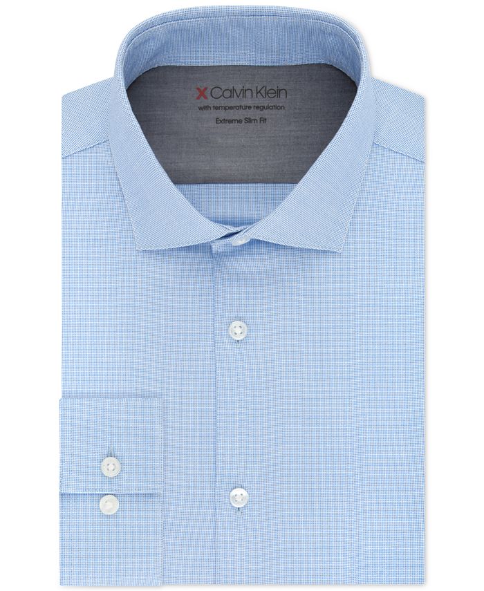 Calvin Klein Men's Extra-Slim Fit Temperature Regulating Stretch Print Dress Shirt Orange Size 34X35