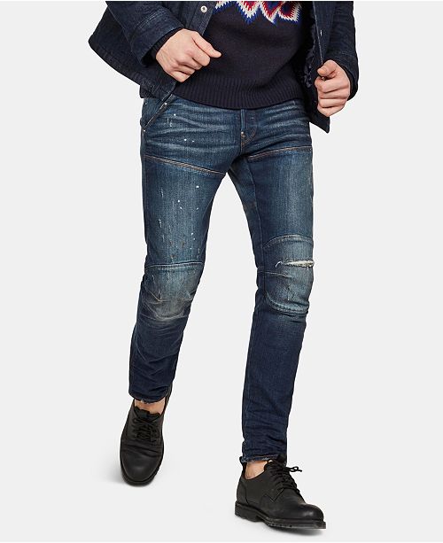 G Star Raw Men S 5620 3d Slim Fit Ripped Moto Jeans Reviews Jeans Men Macy S