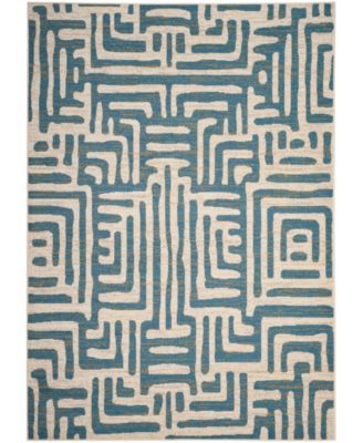Amsterdam AMS106 Ivory and Light Blue 4' x 6' Outdoor Area Rug