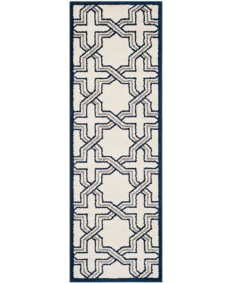 Amherst Ivory and Navy 2'3" x 7' Runner Area Rug
