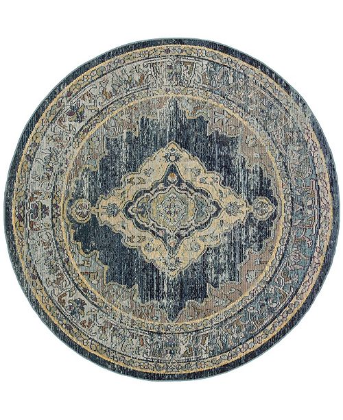 Safavieh Crystal Blue And Yellow 7 X 7 Round Area Rug Reviews Rugs Macy S