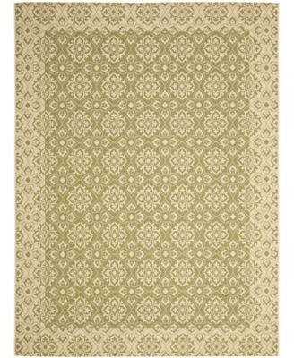 Courtyard CY6550 Green and Creme 8' x 11' Outdoor Area Rug