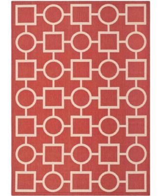 Courtyard CY6925 Red and Bone 5'3" x 7'7" Sisal Weave Outdoor Area Rug