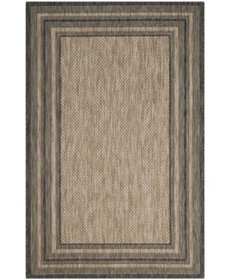 Courtyard CY8475 Natural and Black 5'3" x 7'7" Outdoor Area Rug
