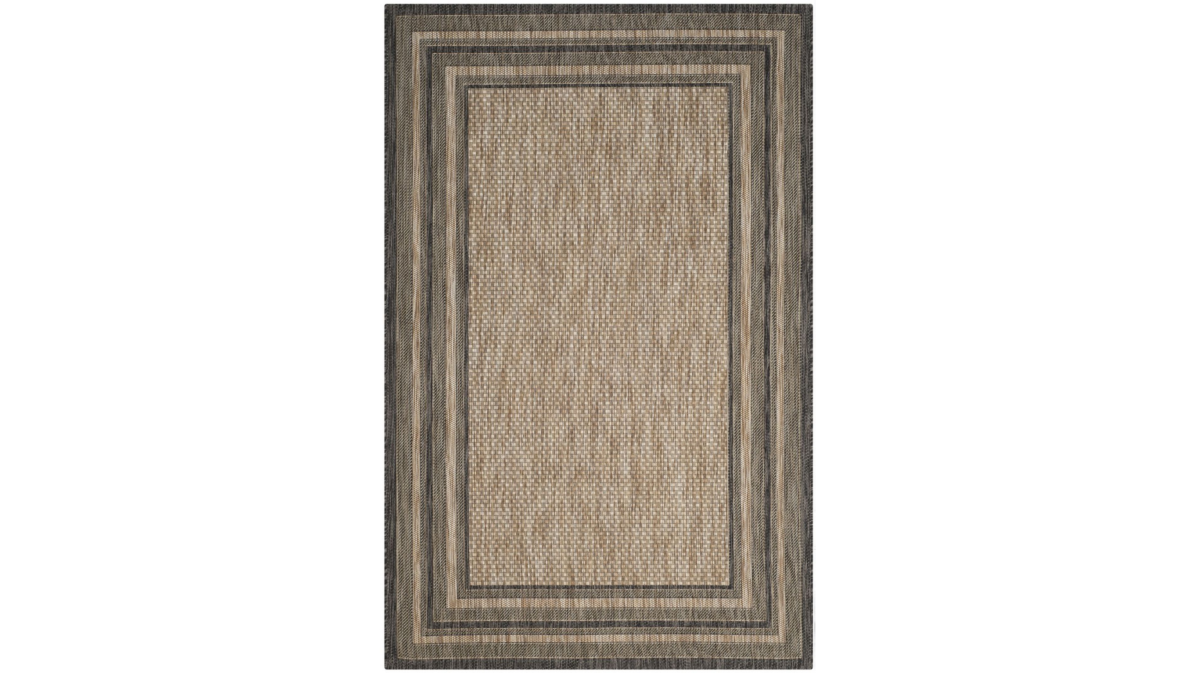 Safavieh Courtyard CY8475 Natural and Black 5'3" x 7'7" Outdoor Area Rug