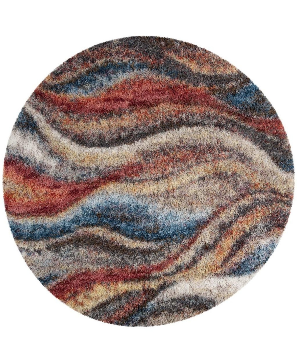 Safavieh Gypsy Rust and Blue 6'7in x 6'7in Round Area Rug - Rust