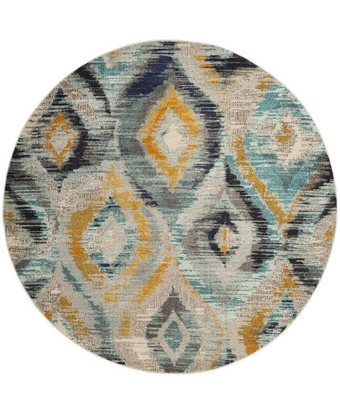 Safavieh Monaco Blue and Multi 6'7" x 6'7" Round Area Rug & Reviews