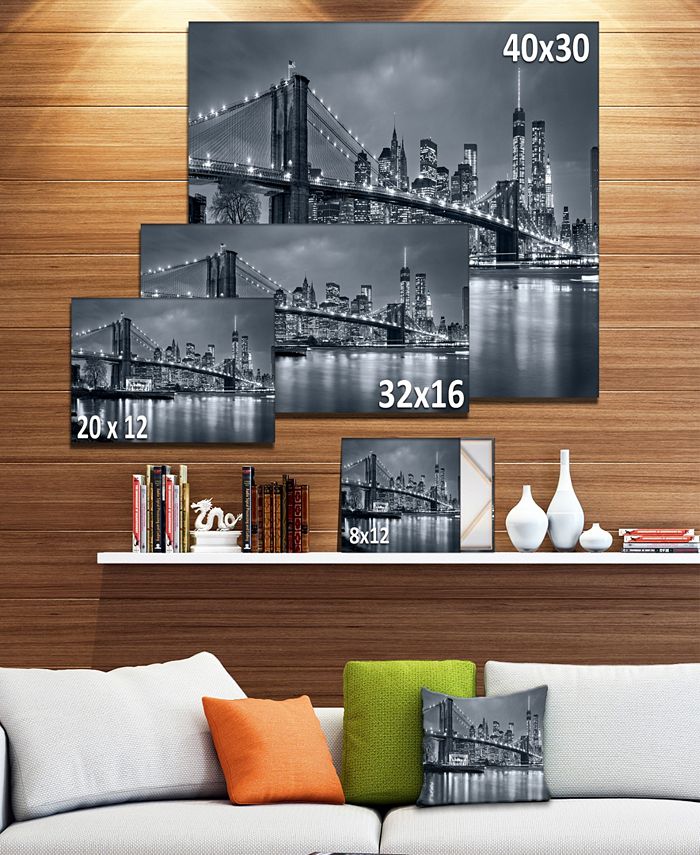Design Art Designart Panorama New York City At Night Cityscape Canvas ...