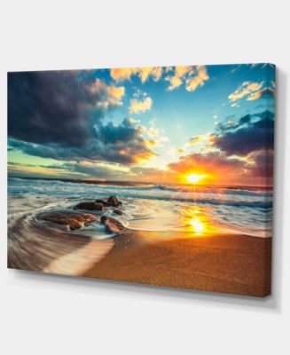 Designart Beautiful Cloudscape Over The Sea Modern Beach Canvas Art ...
