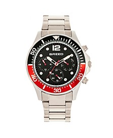 Quartz Pegasus Black and Red Face Multi-Function Silver Alloy Watch 46mm