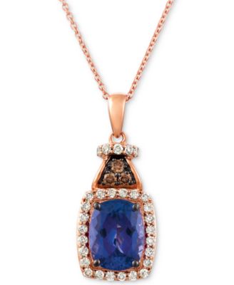 Blueberry Tanzanite (2 ct. t.w.), Nude Diamond (1/4 ct. t.w.) and Chocolate Diamond Accent 18" Pendant Necklace in 14k Rose Gold