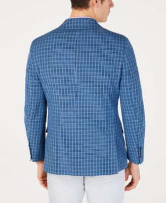 Nautica Men's Modern-Fit Blue Plaid Sport Coat