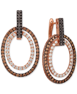 image of Le Vian Chocolate Layer Cake Blackberry Diamonds, Chocolate Diamonds & Nude Diamonds Hoop Earrings (3 ct. t.w.) in 14k Rose Gold