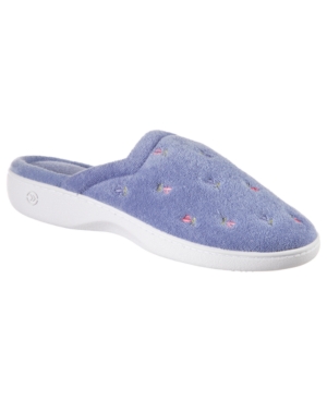image of Isotoner Women-s Embroidered Floral Terry Clog Slippers with Memory Foam