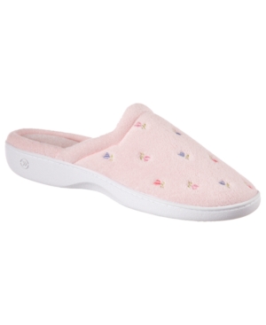 Isotoner Signature Women's Secret Sole Embroidered Clog Slippers In Pink