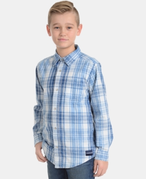 Calvin Klein Big Boys Washout Plaid Cotton Shirt