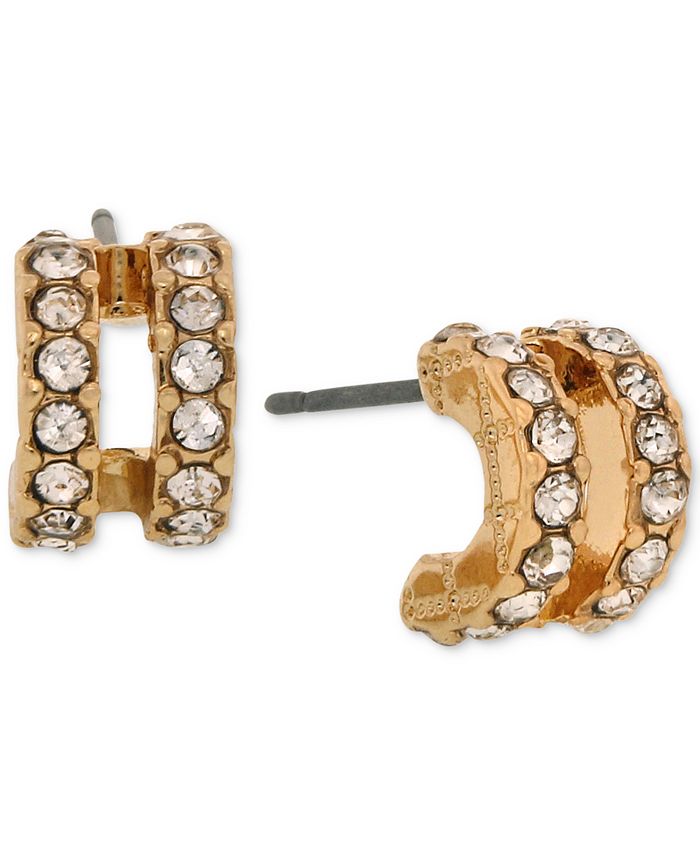 Laundry by Shelli Segal GoldTone Pavé DoubleRow Mini Hoop Earrings