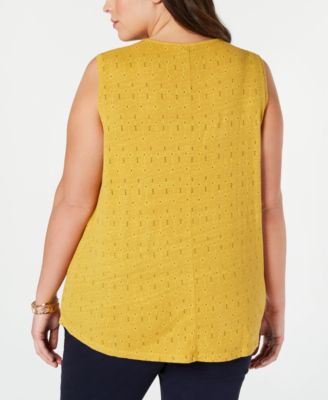 Lucky Brand Plus Size Appliquéd Sleeveless Top