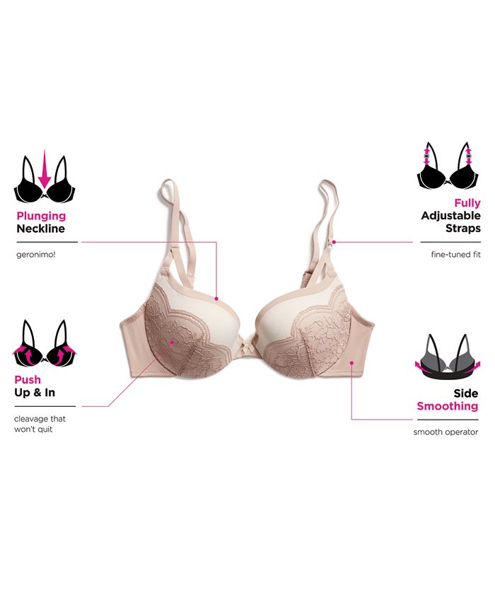 Maidenform Love the Lift Push Up & In Lace Plunge Underwire Bra