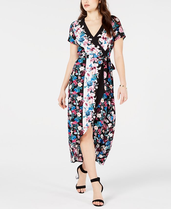 GUESS Printed Wrap Dress - Macy's
