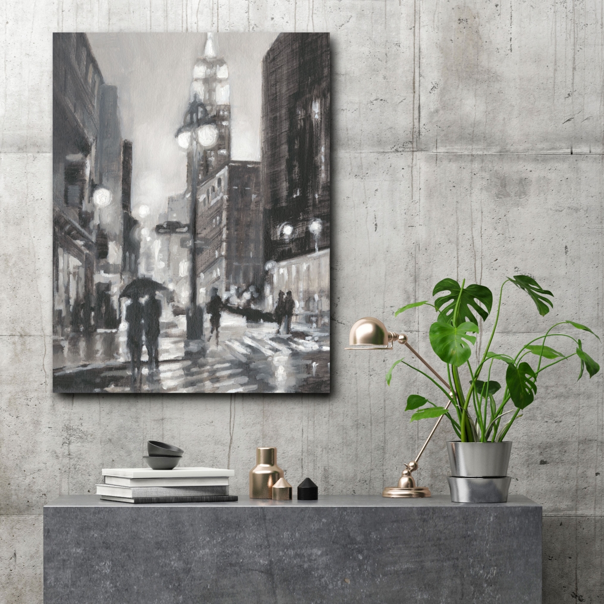 Courtside Market Illuminated Streets Ii Gallery-Wrapped Canvas Wall Art -