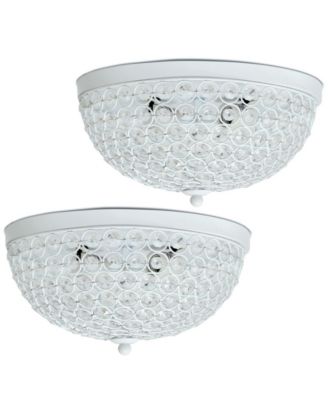 Elegant Designs 2 Light Elipse Crystal Flush Mount Ceiling Light 2 Pack