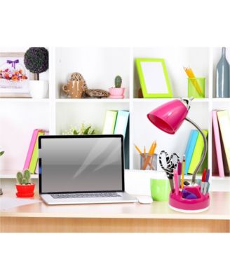 Limelight's Flossy Organizer Desk Lamp with Charging Outlet Lazy Susan Base