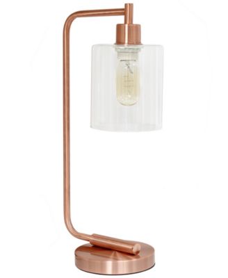 Simple Designs Bronson Antique Style Industrial Iron Lantern Desk Lamp with Glass Shade