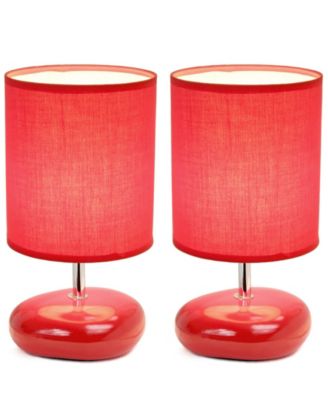 Simple Designs Stonies Small Stone Look Table Bedside Lamp 2 Pack Set