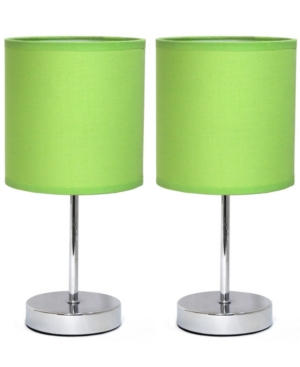Simple Designs Chrome Mini Basic Table Lamp with Fabric Shade 2 Pack Set