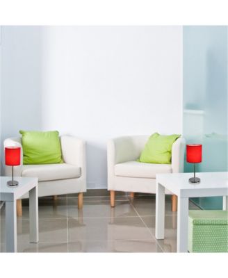 Simple Designs Chrome Mini Basic Table Lamp with Fabric Shade 2 Pack Set