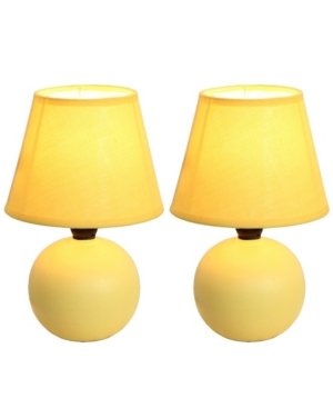 Simple Designs Mini Ceramic Globe Table Lamp 2 Pack Set
