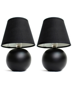 Simple Designs Mini Ceramic Globe Table Lamp 2 Pack Set