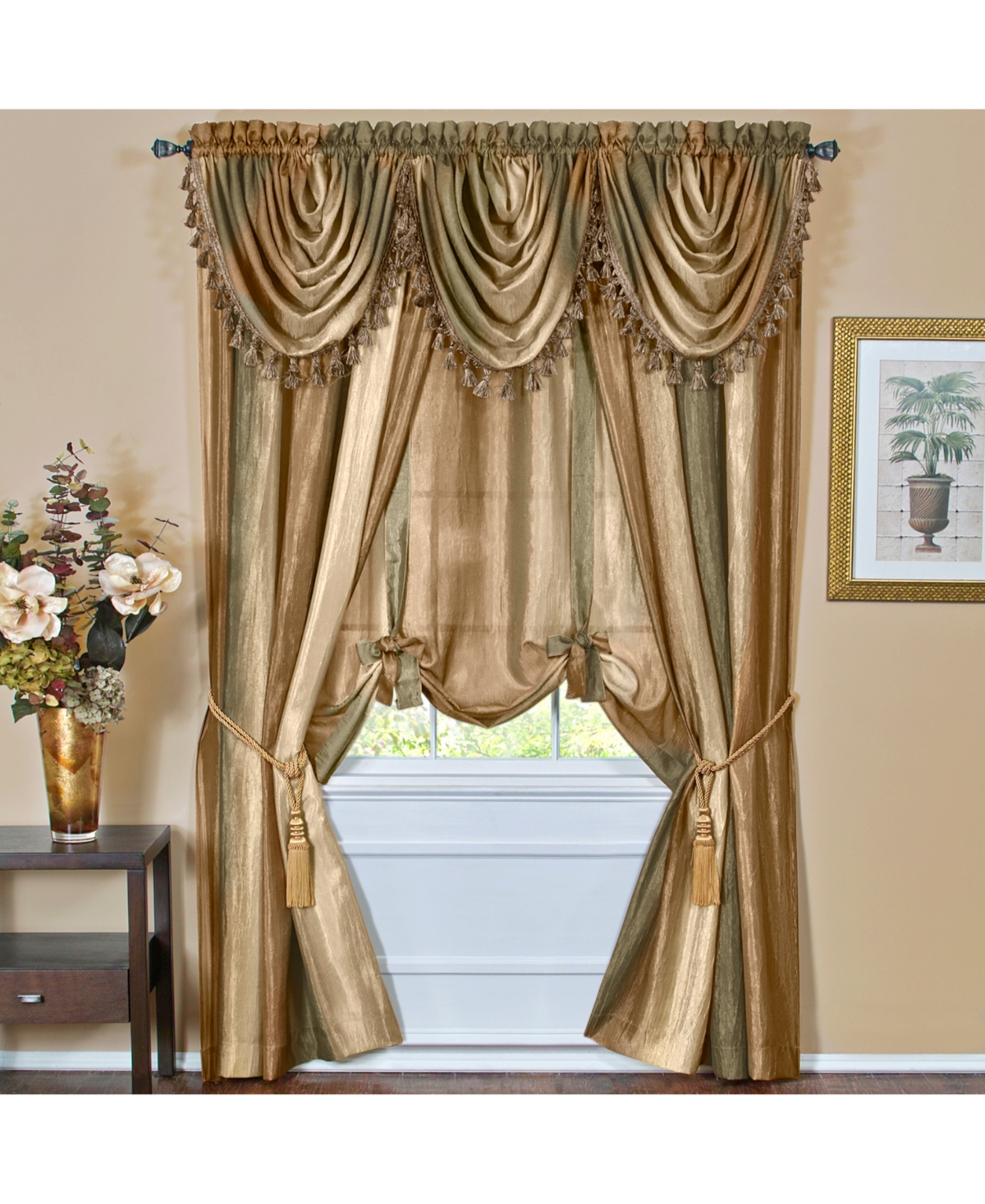 Achim Ombre Waterfall Valance In Earth