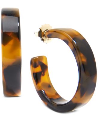 Zenzii - Gold-Tone Resin Tortoise Shell-Look Hoop Earrings