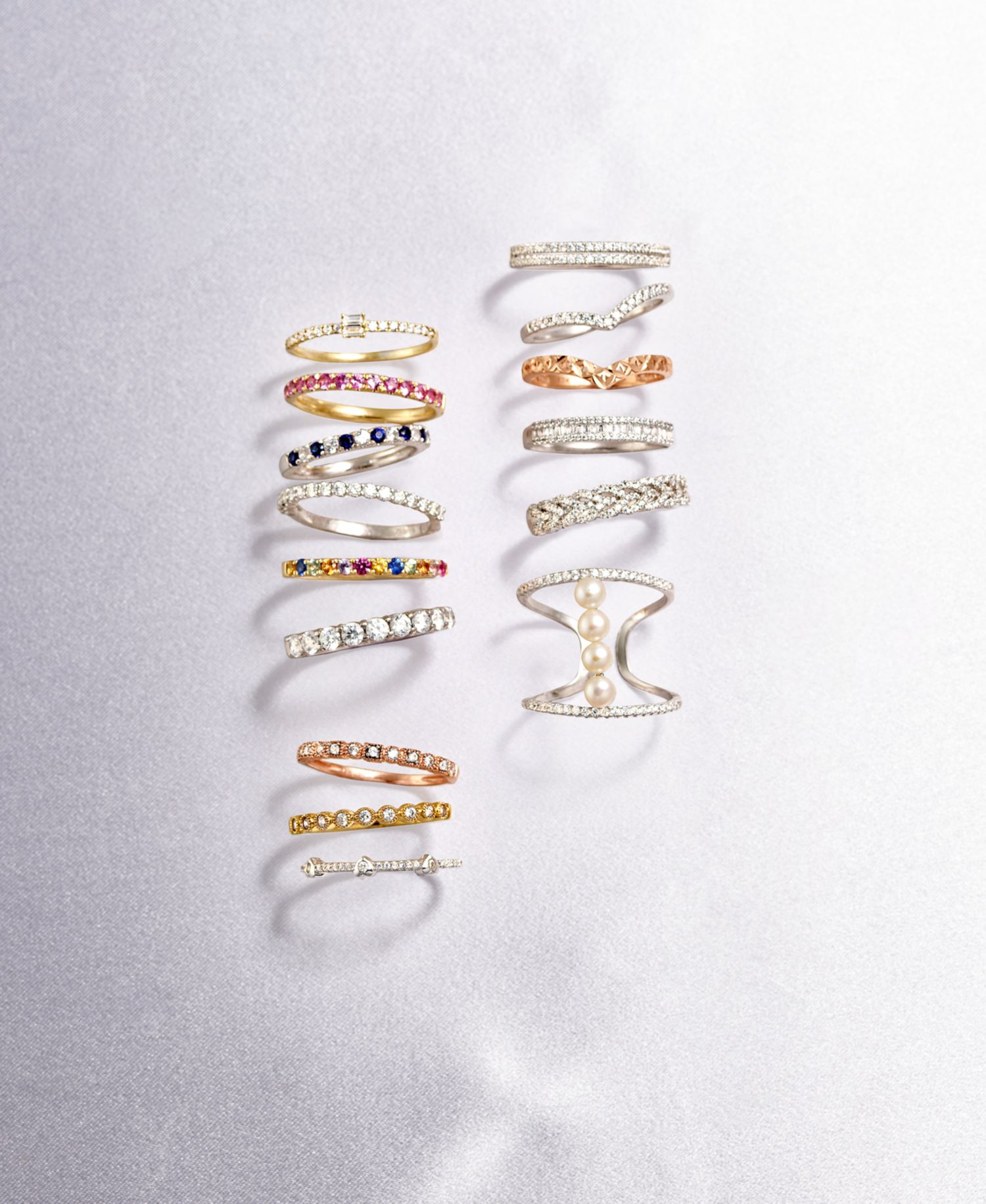 Emerald (1/5 ct. t.w.) & Diamond (1/6 ct. t.w.) Band in 14k Gold (Also available in Sapphire)