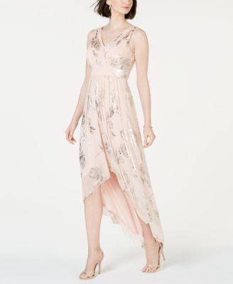 Jessica Howard - Allover Gold-Foil High-Low Dress