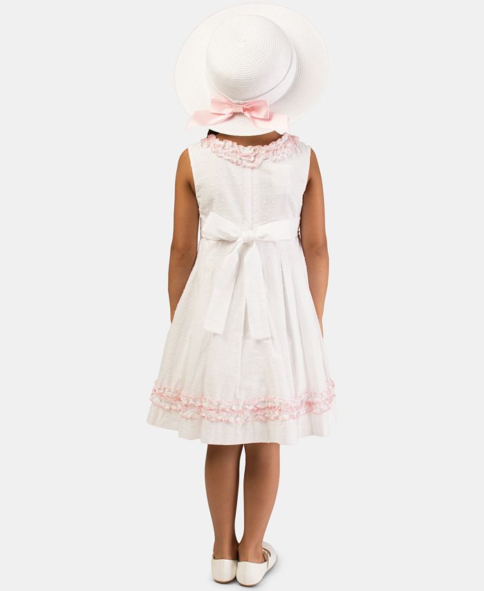 Bonnie Jean Little Girls 2-Pc. Clip-Dot Dress & Hat Set - Macy's