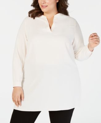 Anne Klein - Plus Size Split-Neck Tunic