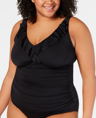 Lauren Ralph Lauren - Plus Size Ruffle Tankini Top