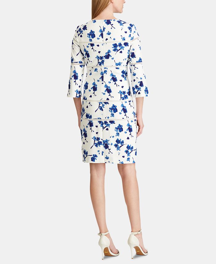 Lauren Ralph Lauren Petite Lace-Trim Floral-Print Dress - Macy's